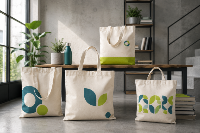 Bolsas ecológicas de algodón personalizadas en un espacio industrial moderno, mayoreo en Monterrey