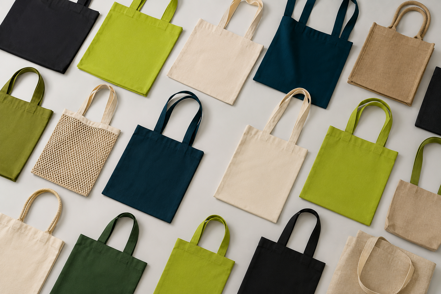 Variedad de bolsas ecológicas producidas por Proactiva Textil