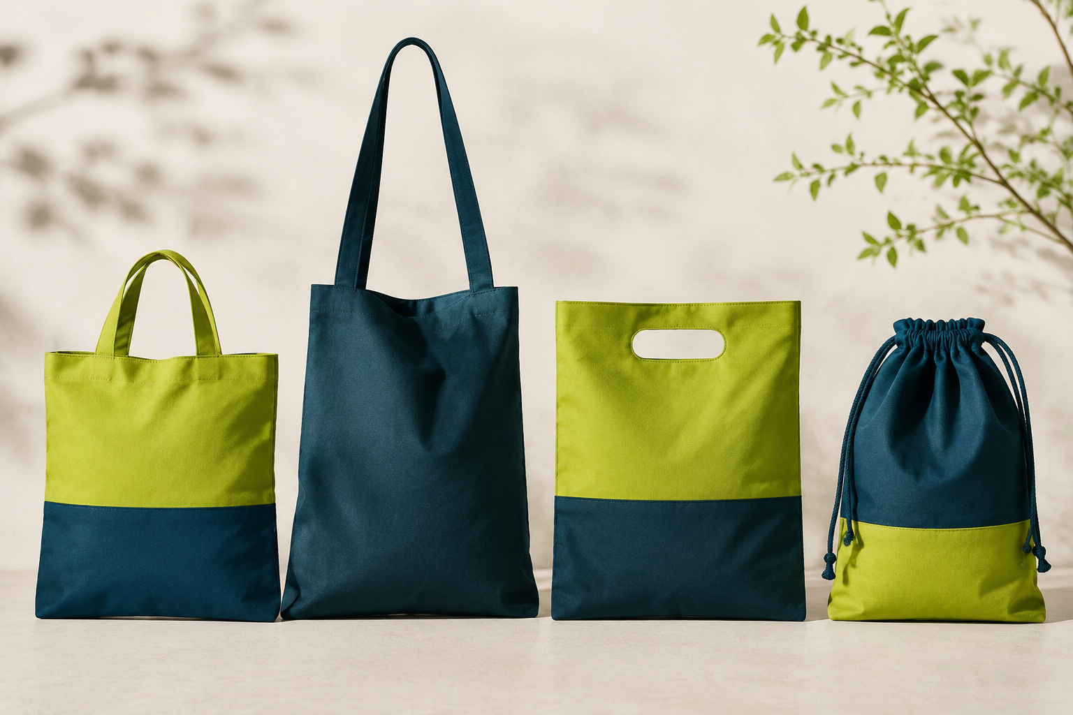 Comparación de tipos de asa en bolsas ecológicas: corta, larga, troquelada y jareta